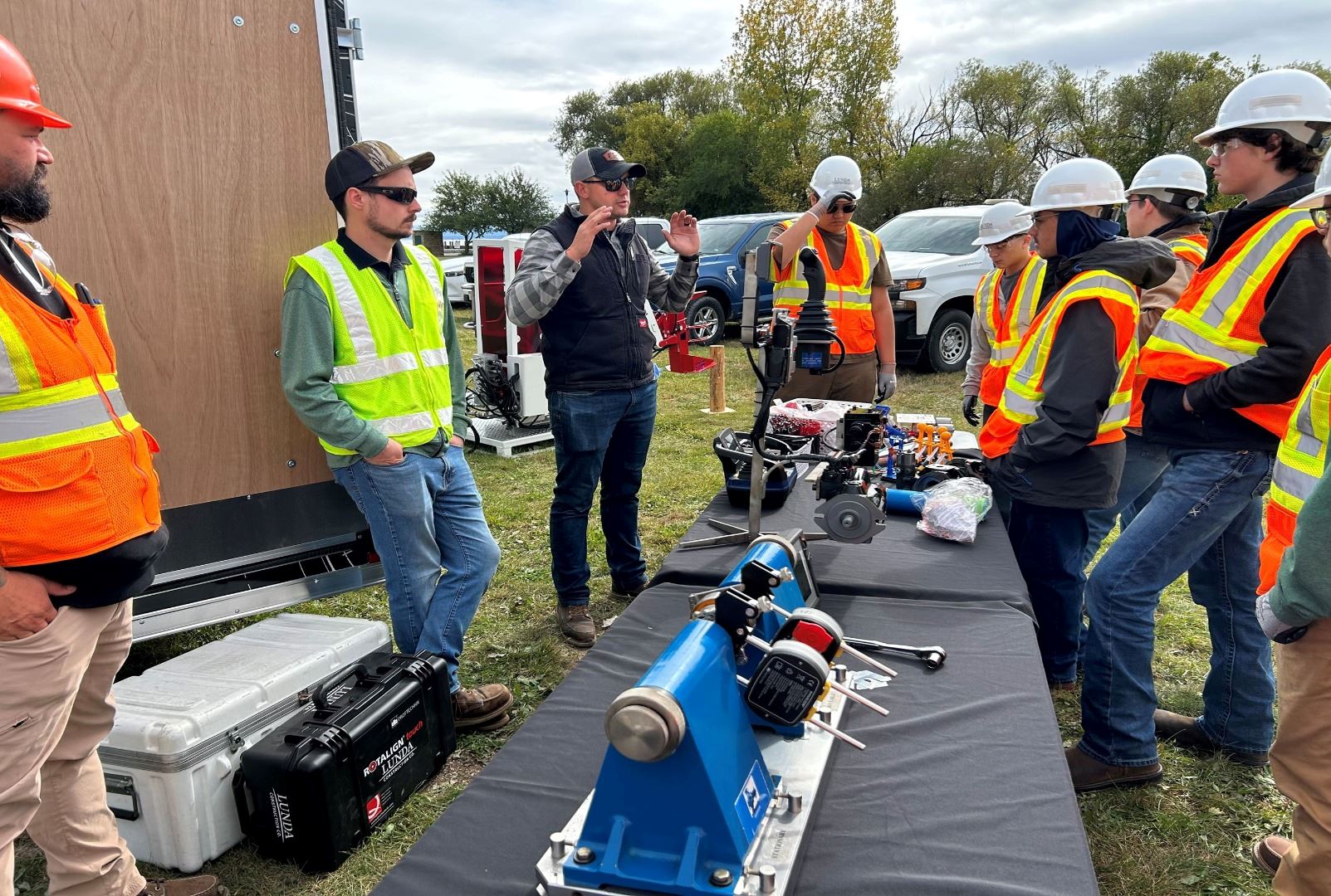 workers on construction site in safety gear