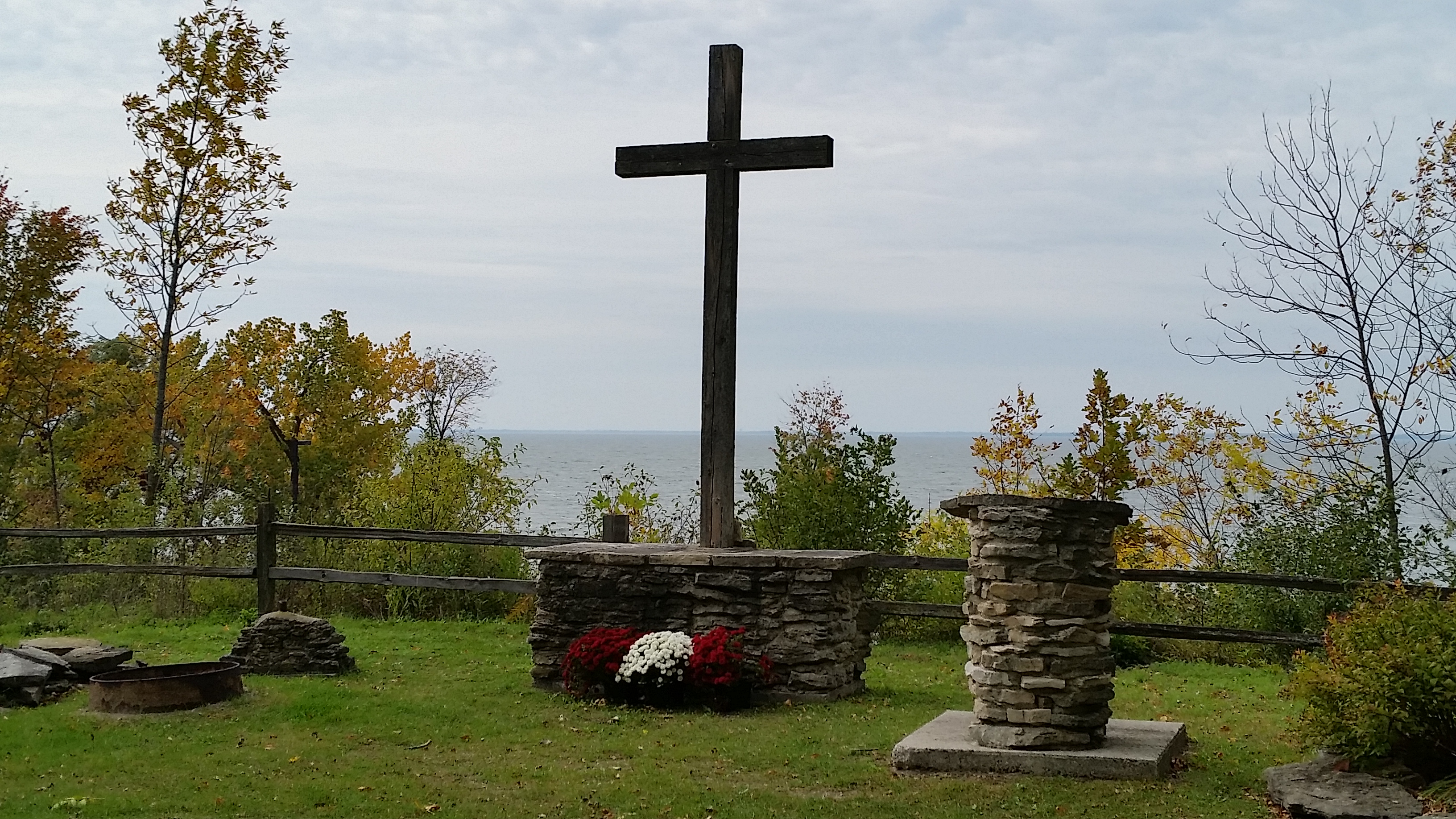 Cross overlooking lake winnebago